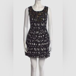 Milly of New York Beaded & Chrystal Embellished B & W Sleeveless Mini Dress